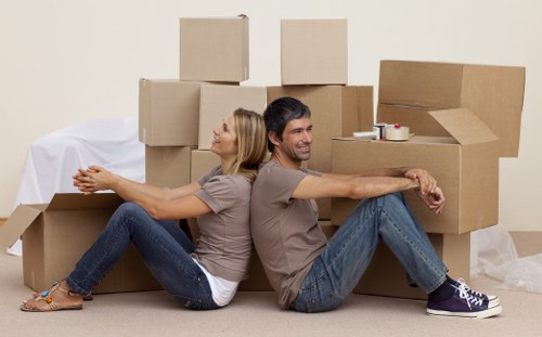 Packed moving boxes and home contents ready for a Mill Hill relocation
