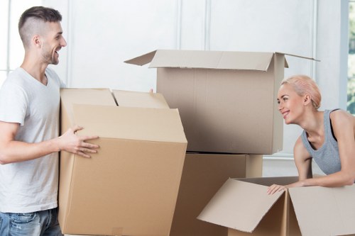 Office furniture and equipment prepared for a local commercial move